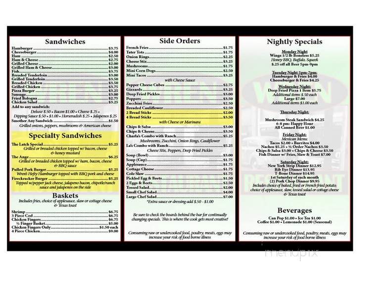 Wren Restaurant - Wren, OH menu_pic