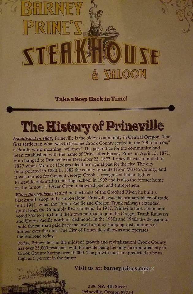 Barney Prine's Steakhouse - Prineville, OR