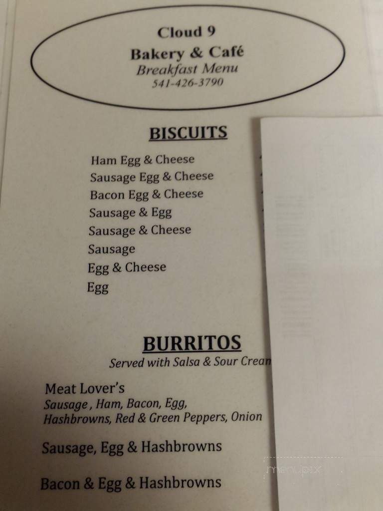Cloud 9 Bakery & Deli - Enterprise, OR menu_pic