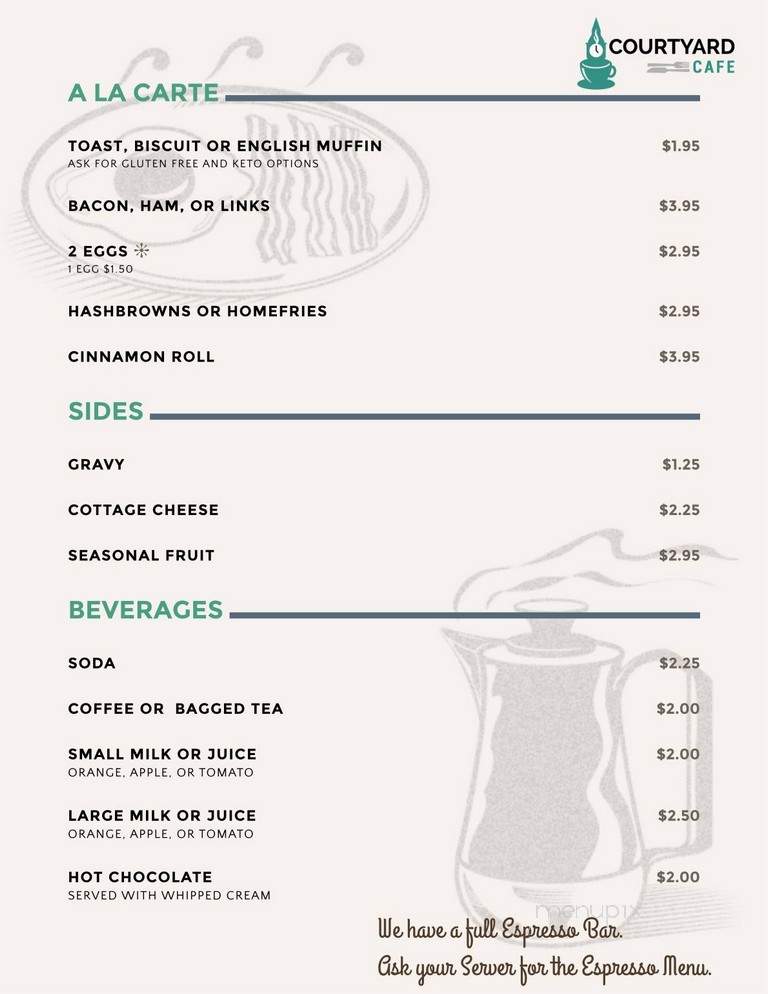 Courtyard Coffeehouse - Dallas, OR menu_pic