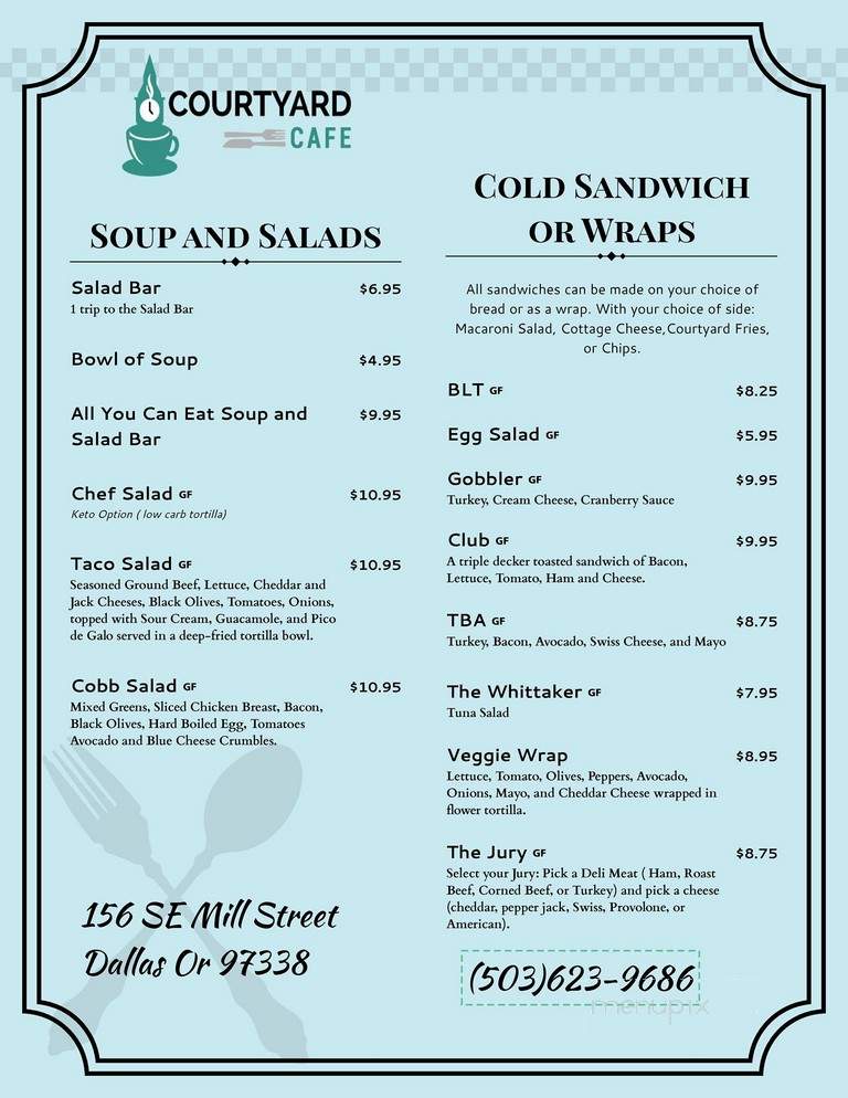 Courtyard Coffeehouse - Dallas, OR menu_pic