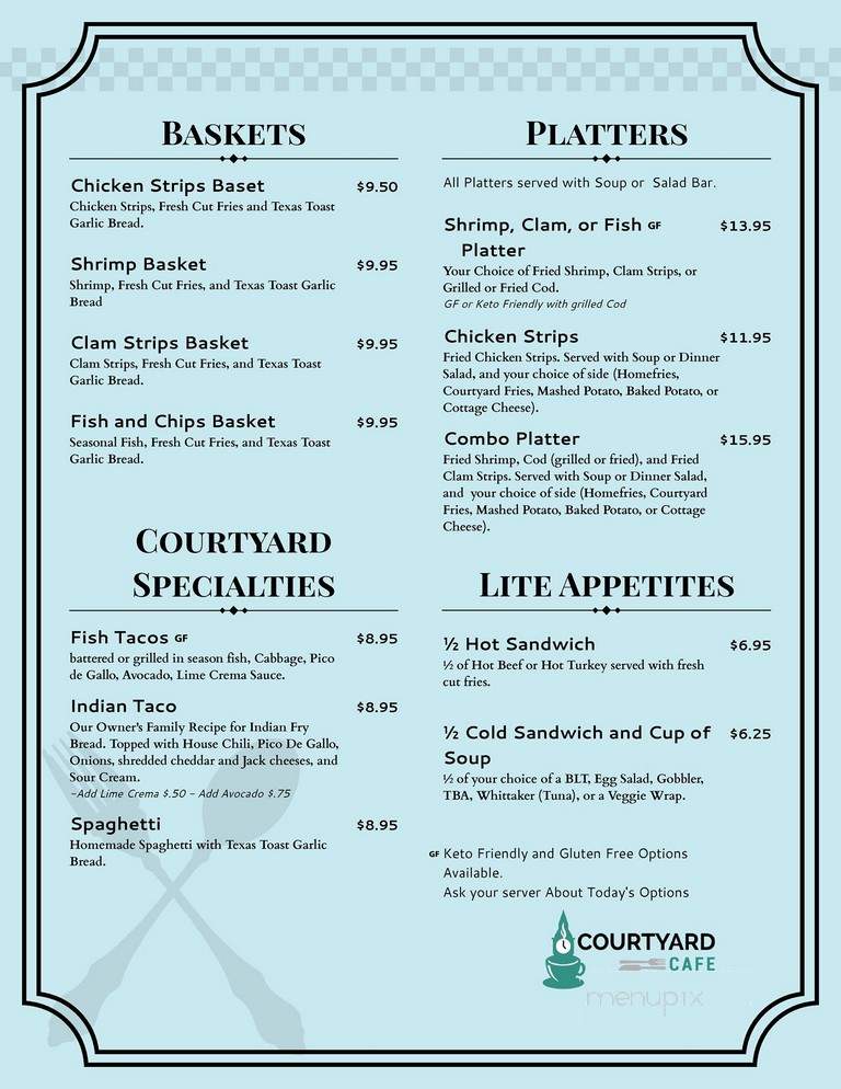 Courtyard Coffeehouse - Dallas, OR menu_pic