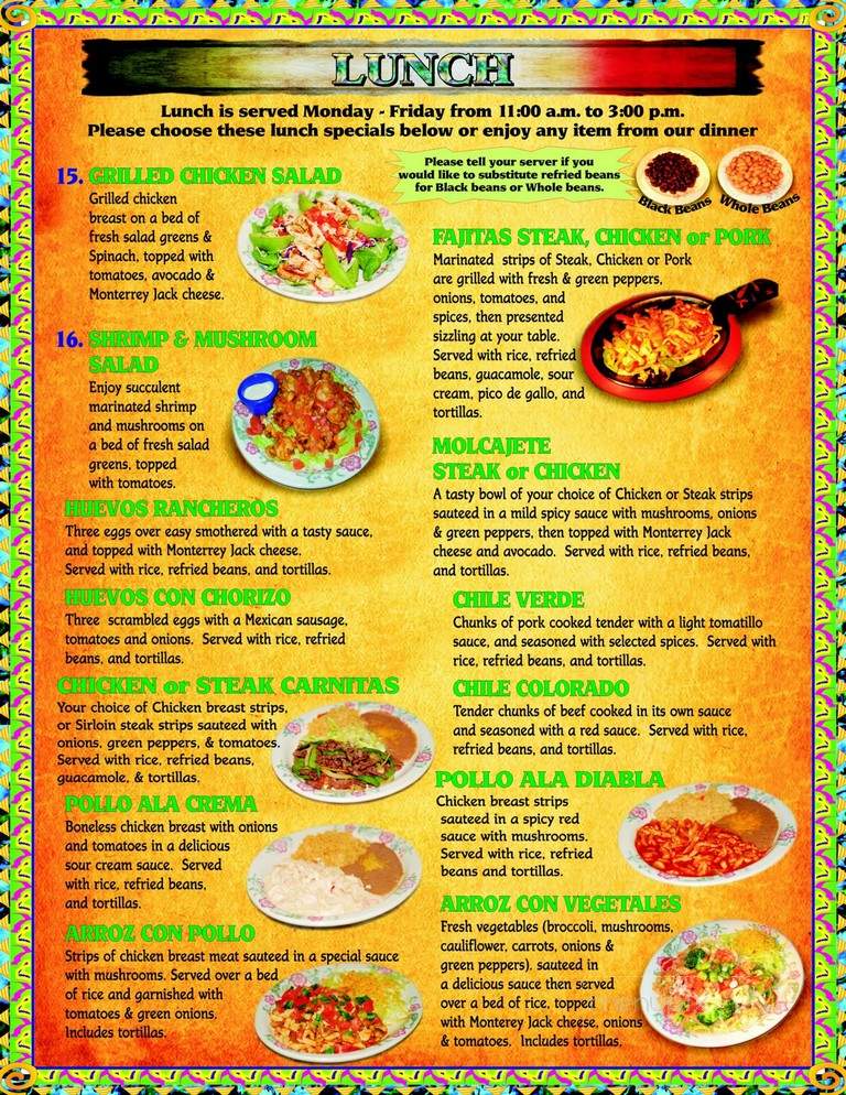 Cozumel Family Mexican Restaurant - Salem, OR menu_pic