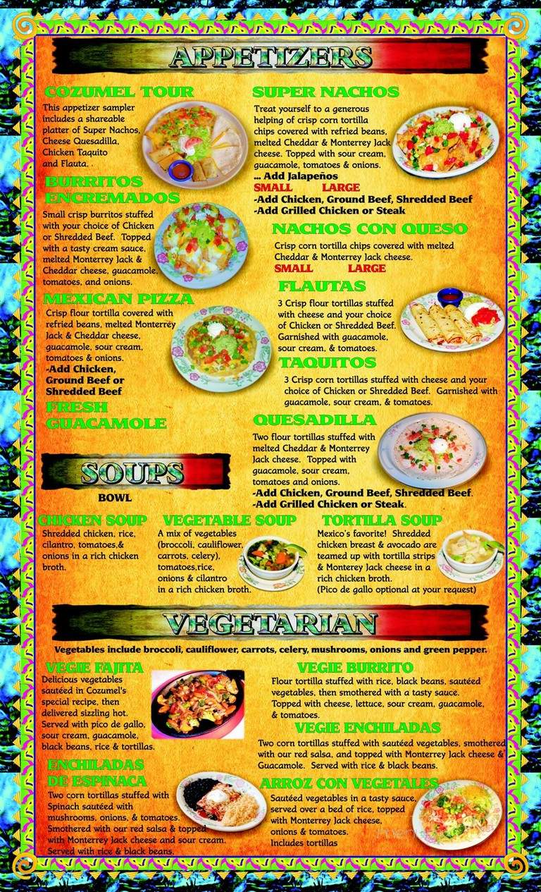 Cozumel Family Mexican Restaurant - Salem, OR menu_pic