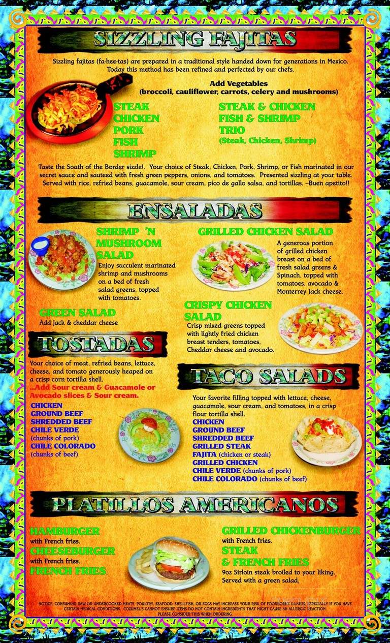 Cozumel Family Mexican Restaurant - Salem, OR menu_pic