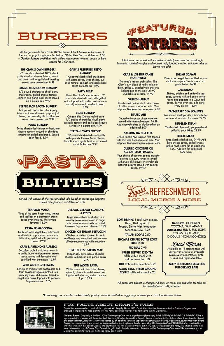 Laughing Clam - Grants Pass, OR menu_pic