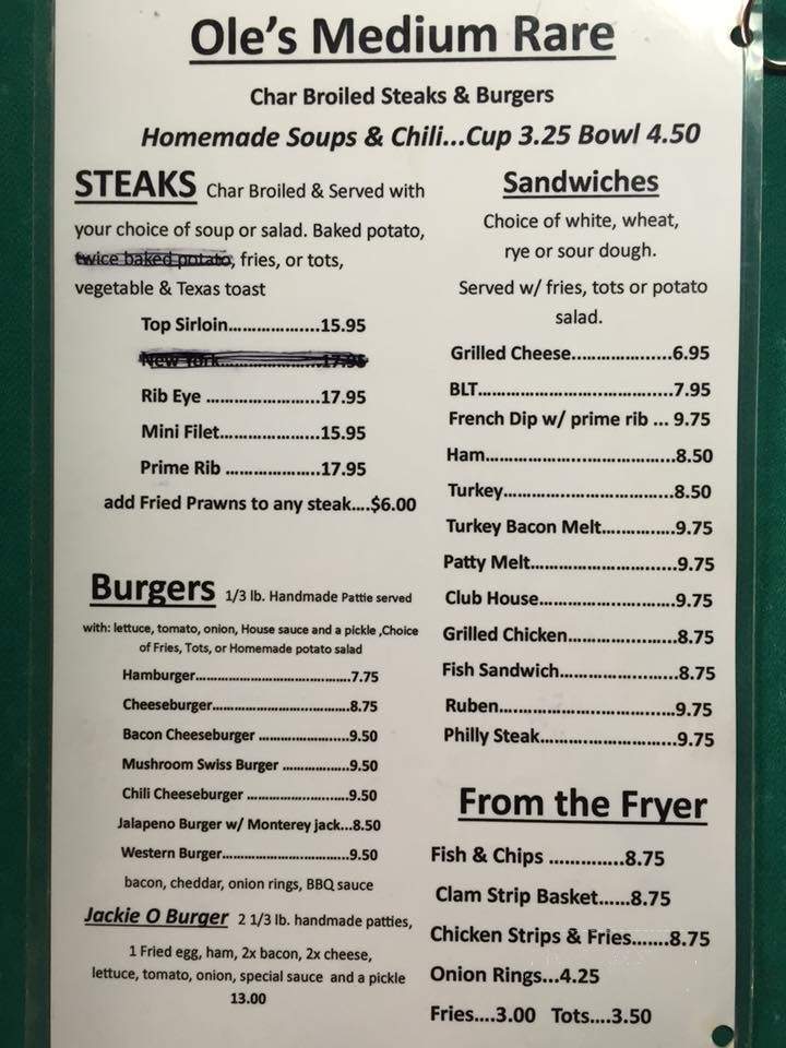 New Ole Medium Rare Restaurant - Clackamas, OR menu_pic