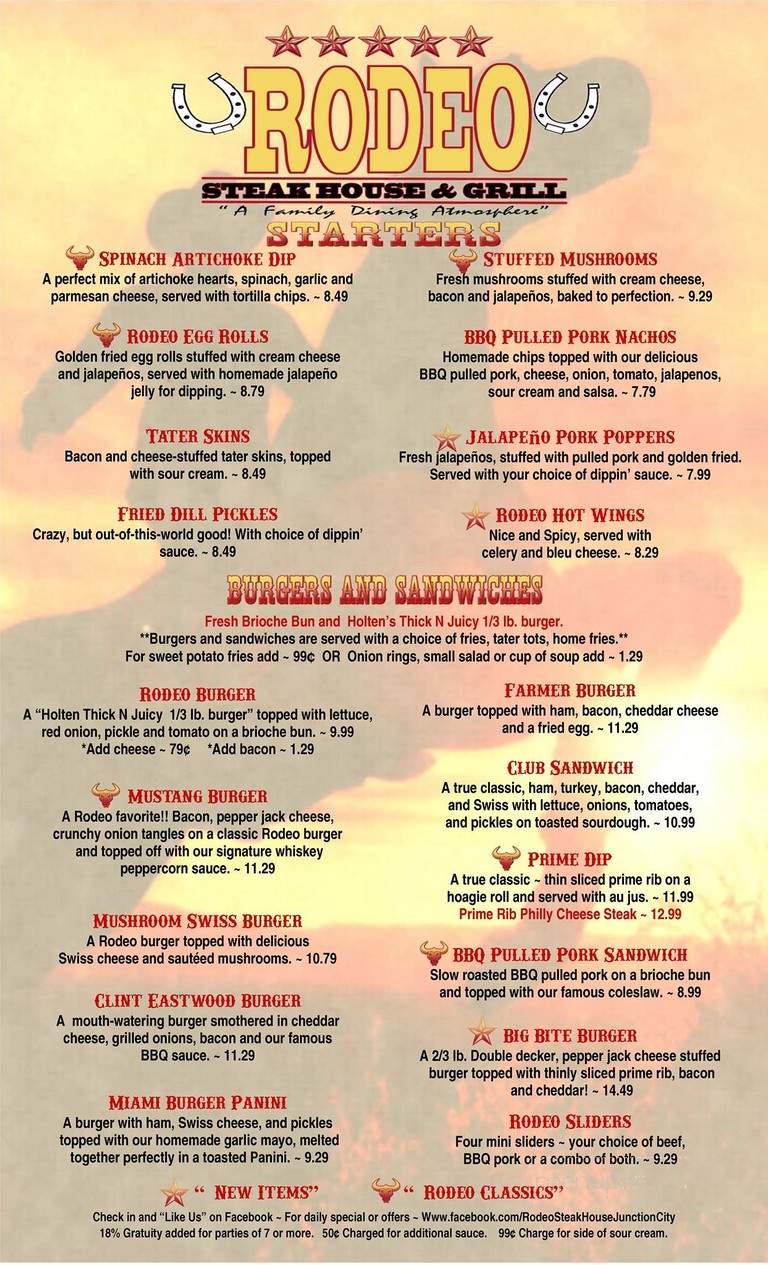Rodeo Stake House & Grill - Junction City, OR menu_pic