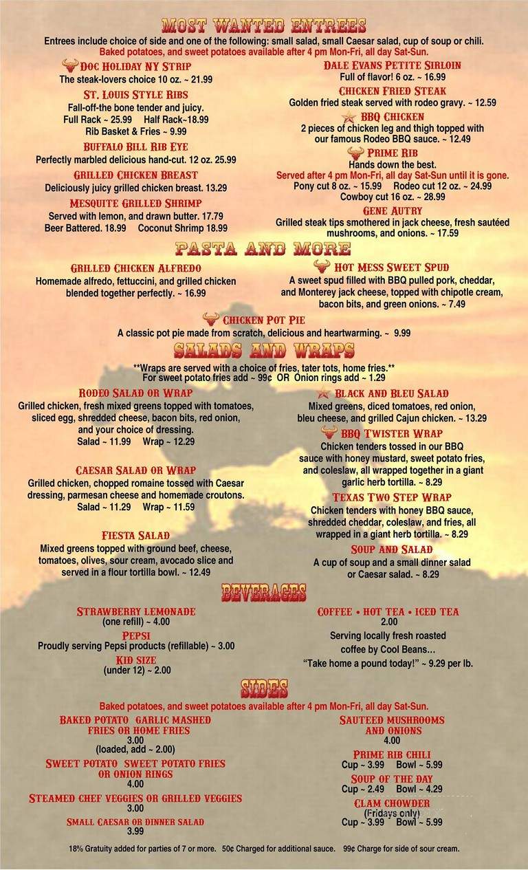 Rodeo Stake House & Grill - Junction City, OR menu_pic