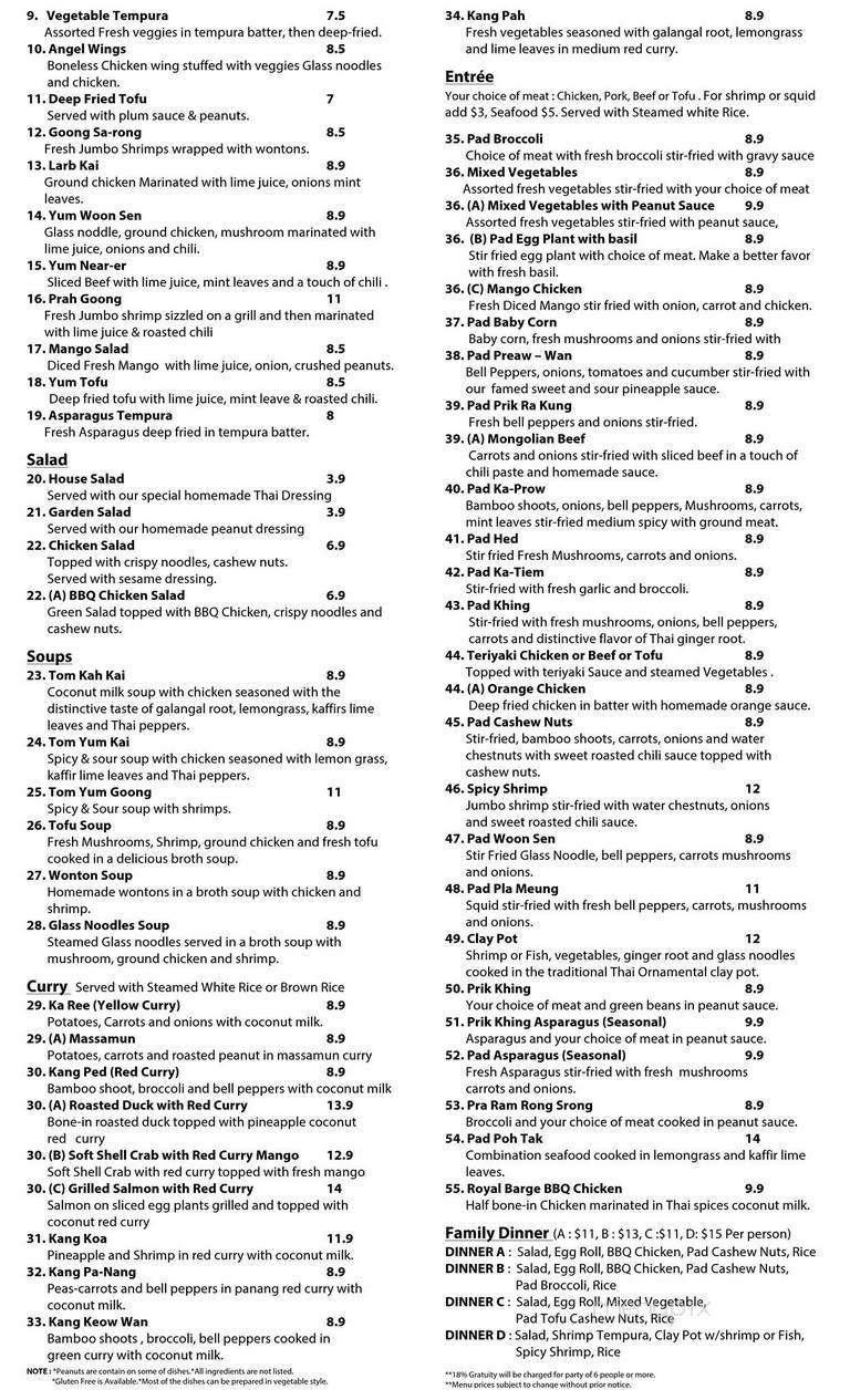 Royal Barge Thai Cuisine - Grants Pass, OR menu_pic
