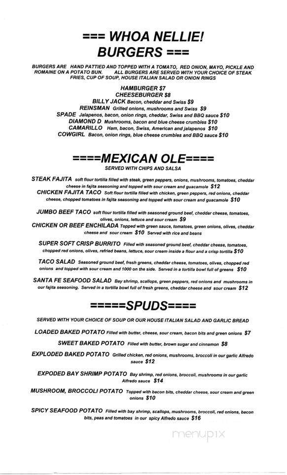 Snaffle Bit Dinner House - John Day, OR menu_pic