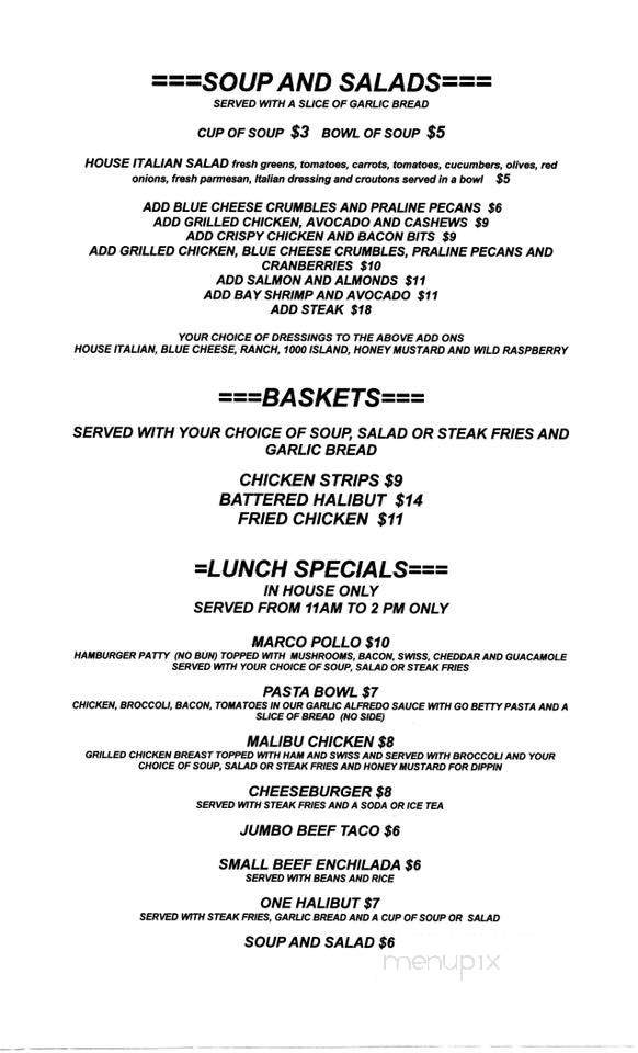 Snaffle Bit Dinner House - John Day, OR menu_pic