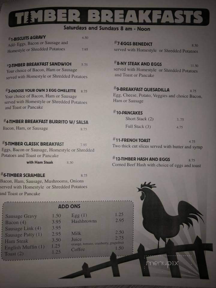 Timber Pub & Grub - Boring, OR menu_pic