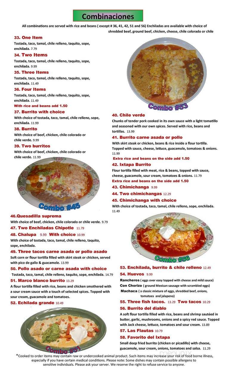Ixtapa Mexican Restaurant - Lebanon, OR menu_pic
