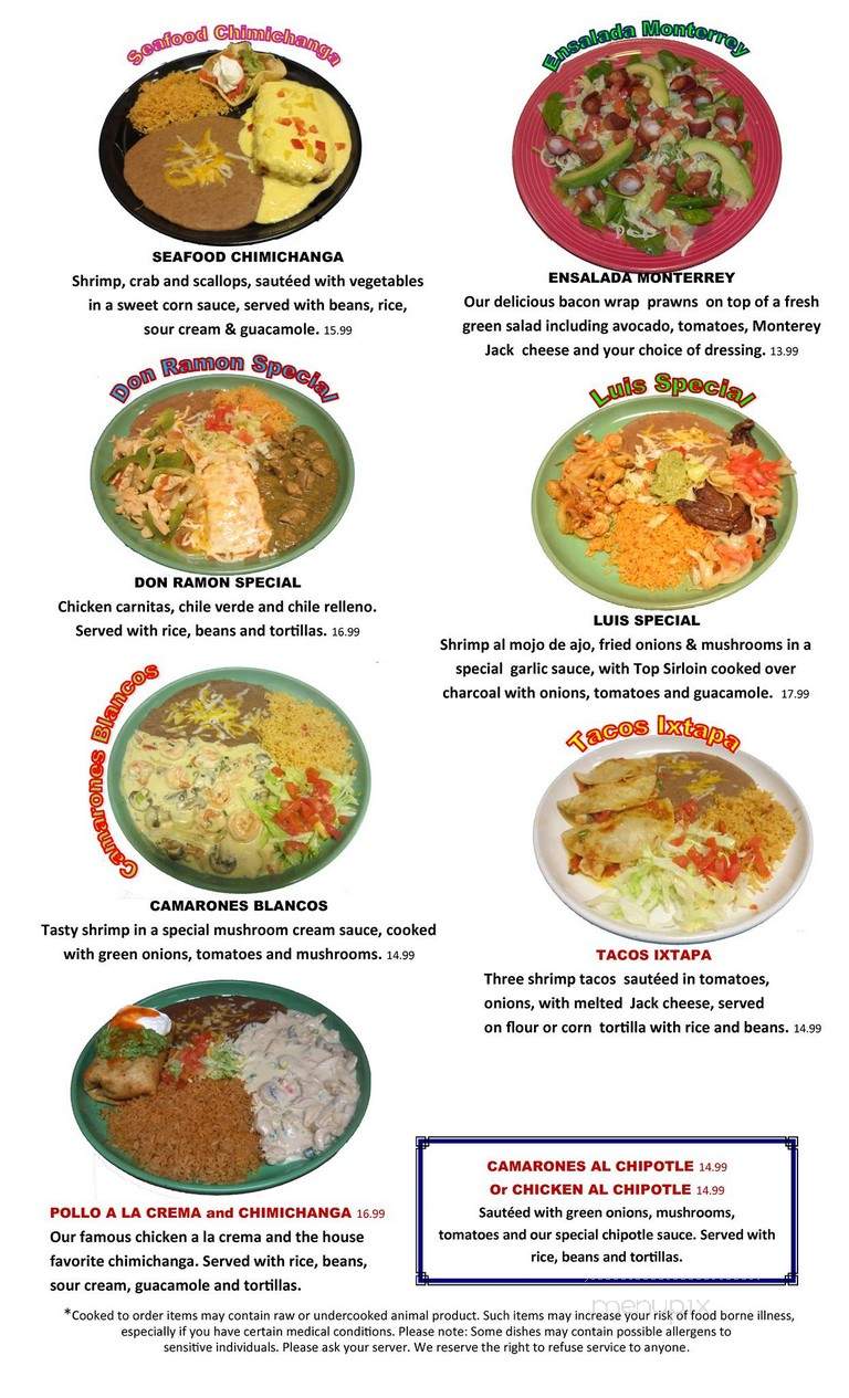 Ixtapa Mexican Restaurant - Lebanon, OR menu_pic