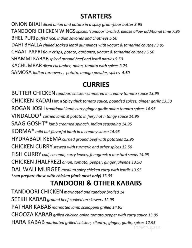 Bombay Curry Company - Alexandria, VA menu_pic
