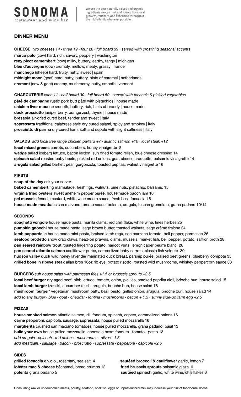 Sonoma - Washington, DC menu_pic