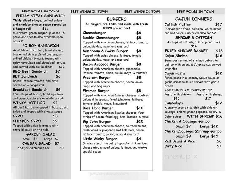 Winky's Wings - Anchorage, AK menu_pic
