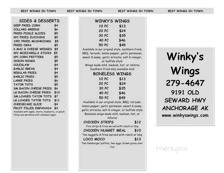 Winky's Wings - Anchorage, AK menu_pic