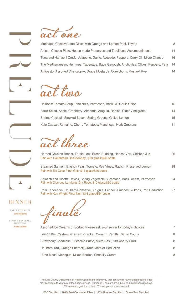 Prelude at McCaw Hall - Seattle, WA menu_pic