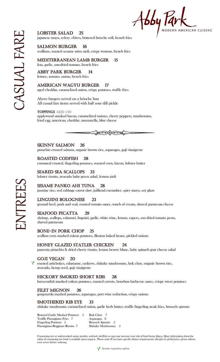 Abby Park - Milton, MA menu_pic