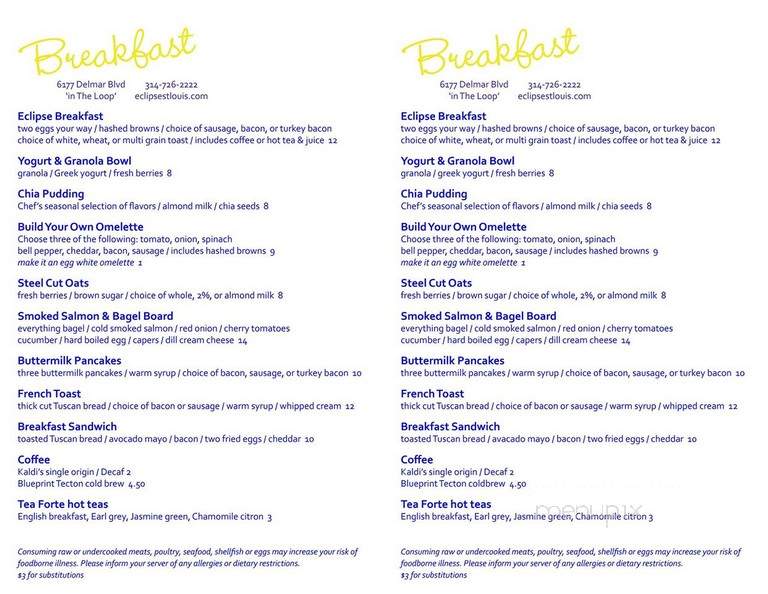 Eclipse Restaurant - Saint Louis, MO menu_pic