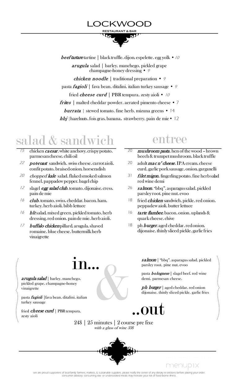 Lockwood Restaurant and Bar - Chicago, IL menu_pic