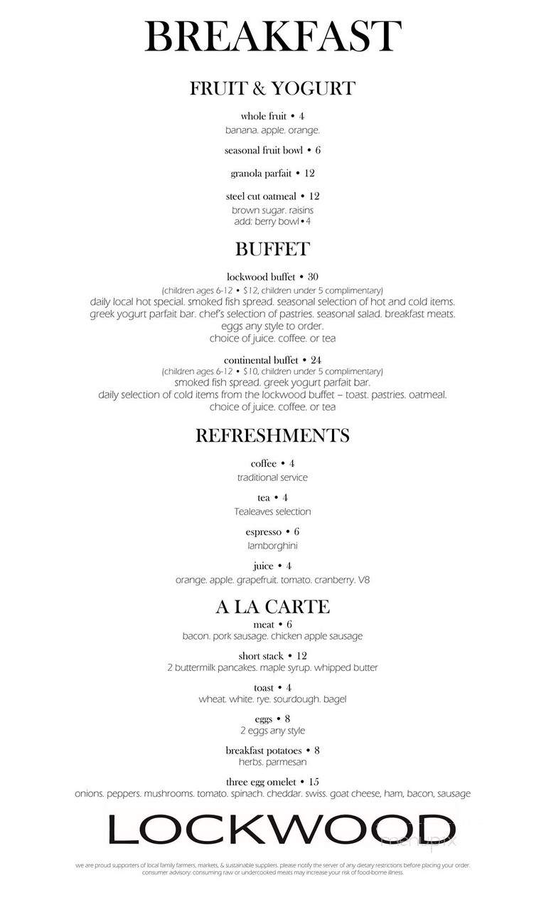 Lockwood Restaurant and Bar - Chicago, IL menu_pic