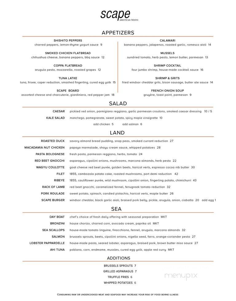 Scape American Bistro - Saint Louis, MO menu_pic