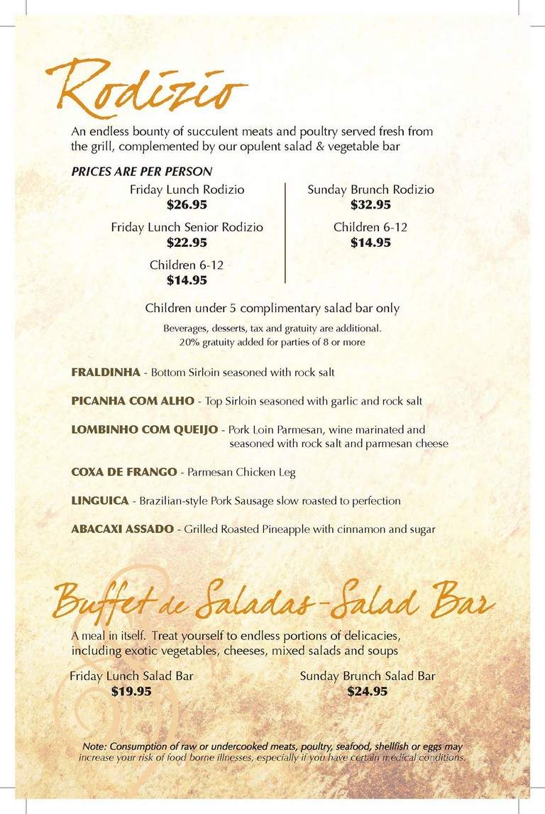 Ipanema Brazilian Steakhouse - Ocala, FL menu_pic