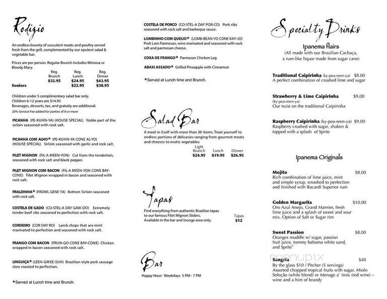 Ipanema Brazilian Steakhouse - Ocala, FL menu_pic