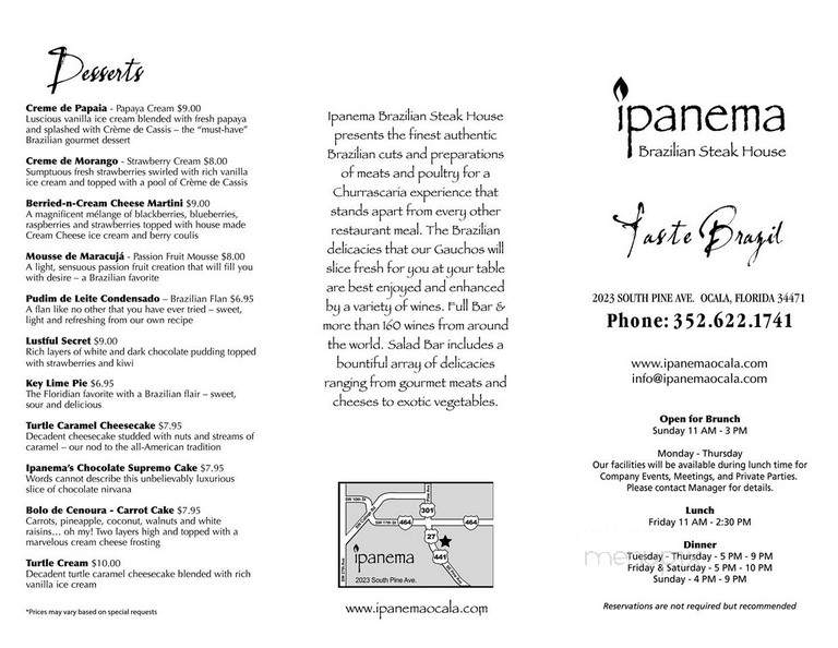 Ipanema Brazilian Steakhouse - Ocala, FL menu_pic