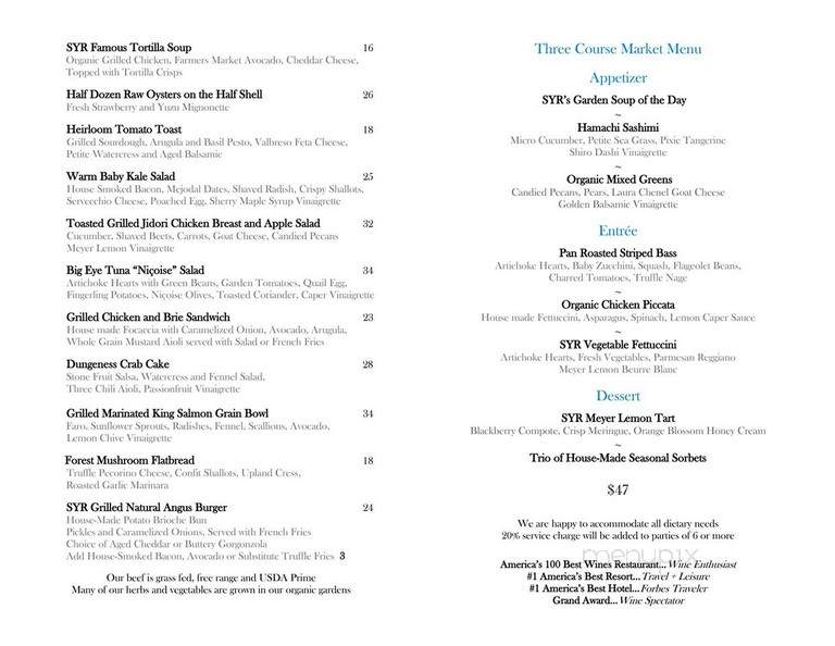 Stonehouse at San Ysidro Ranch - Santa Barbara, CA menu_pic
