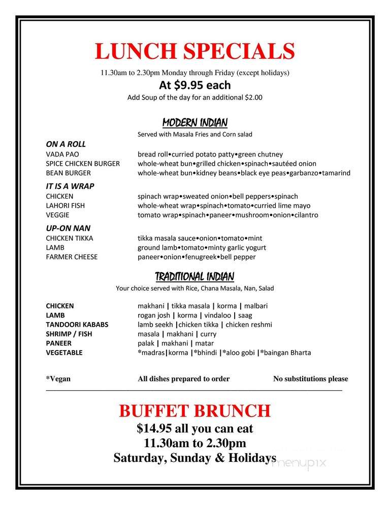 SPICE XING - Rockville, MD menu_pic