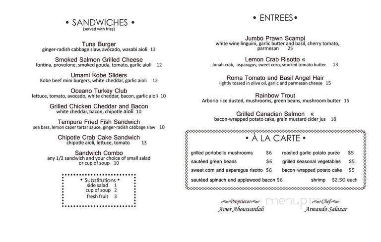 Oceano Bistro - Clayton, MO menu_pic