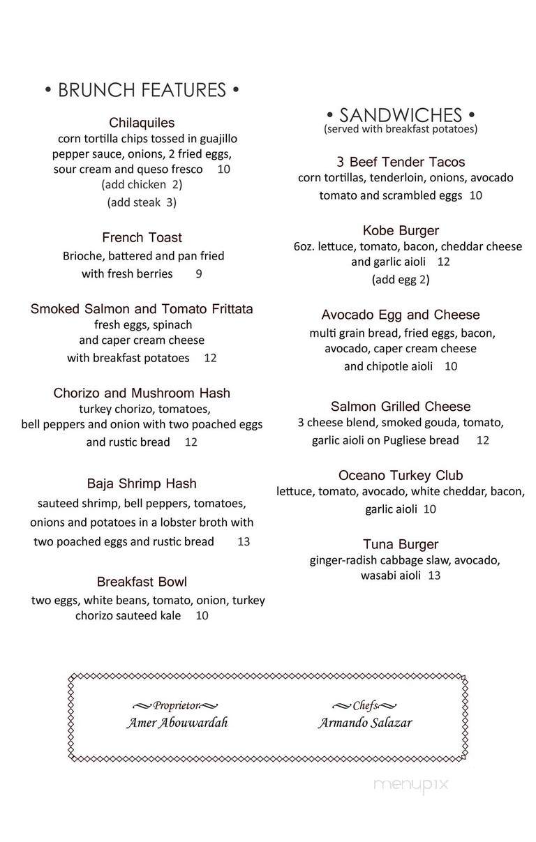 Oceano Bistro - Clayton, MO menu_pic