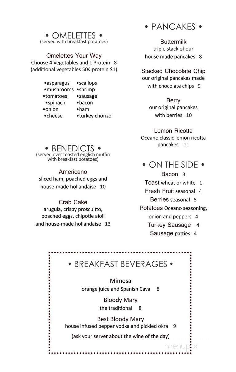 Oceano Bistro - Clayton, MO menu_pic