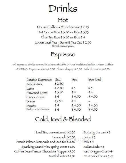 Grand View Cafe - Sutton, AK menu_pic