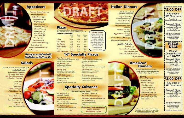 Romano's Pizza - Derry, NH menu_pic