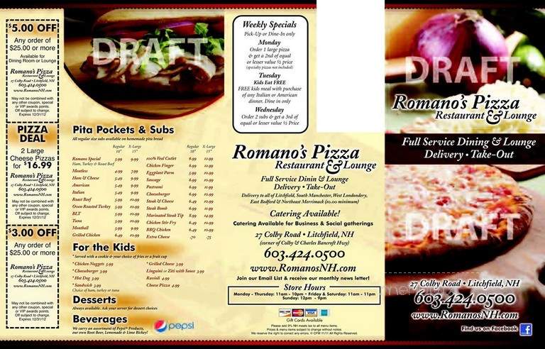 Romano's Pizza - Derry, NH menu_pic