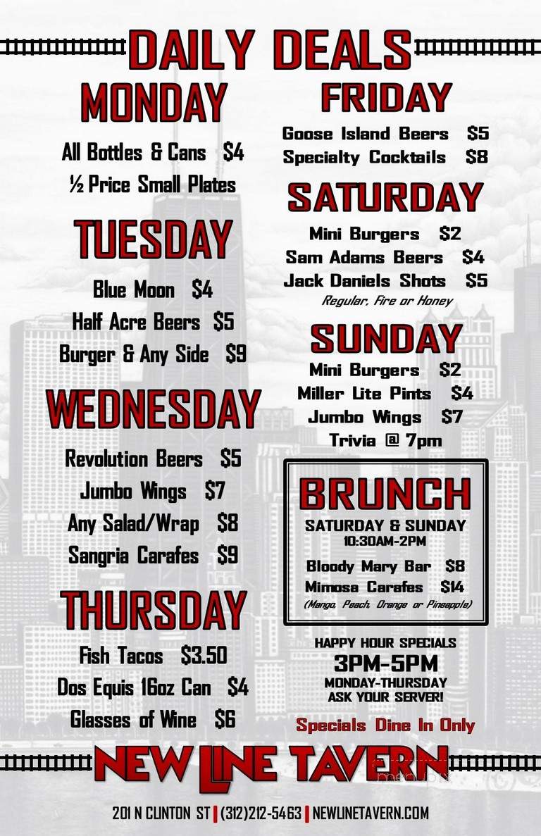 New Line Tavern - Chicago, IL menu_pic