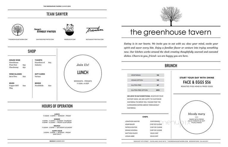 The Greenhouse Tavern - Cleveland, OH menu_pic