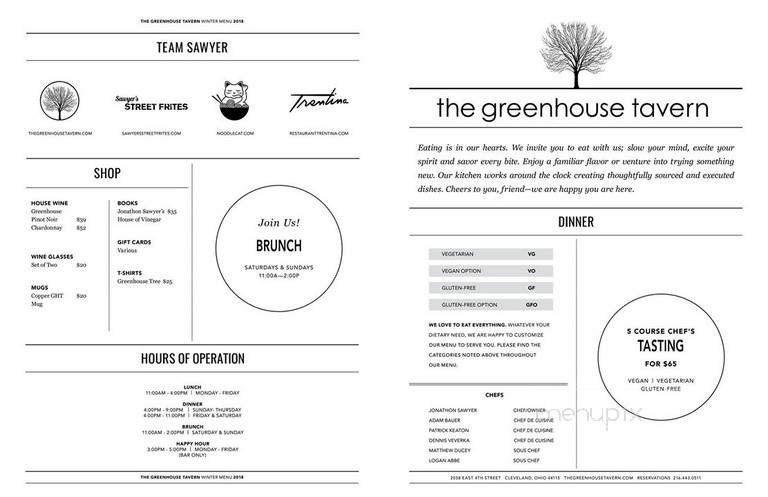 The Greenhouse Tavern - Cleveland, OH menu_pic