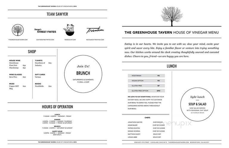 The Greenhouse Tavern - Cleveland, OH menu_pic