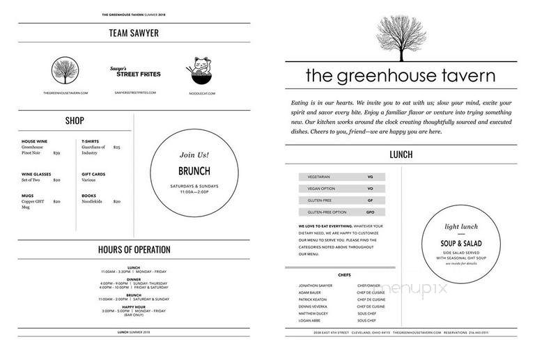 The Greenhouse Tavern - Cleveland, OH menu_pic