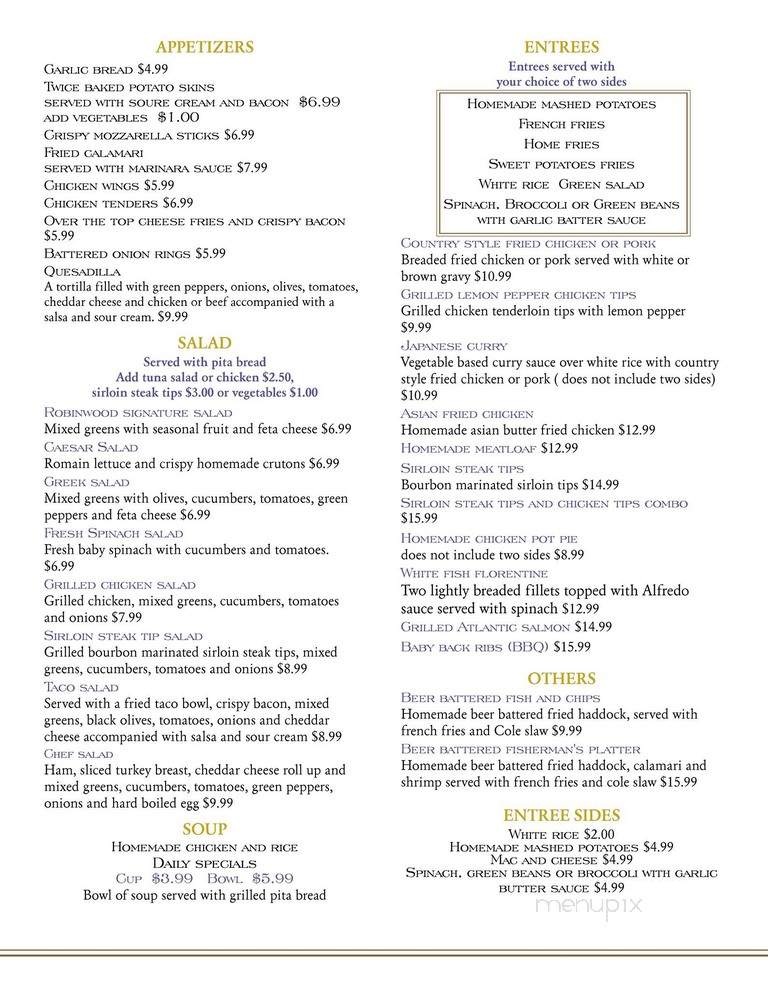The Robinwood - Jamaica Plain, MA menu_pic