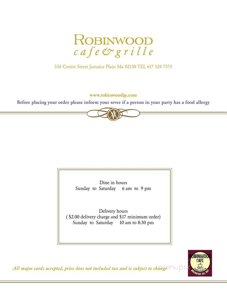 The Robinwood - Jamaica Plain, MA menu_pic