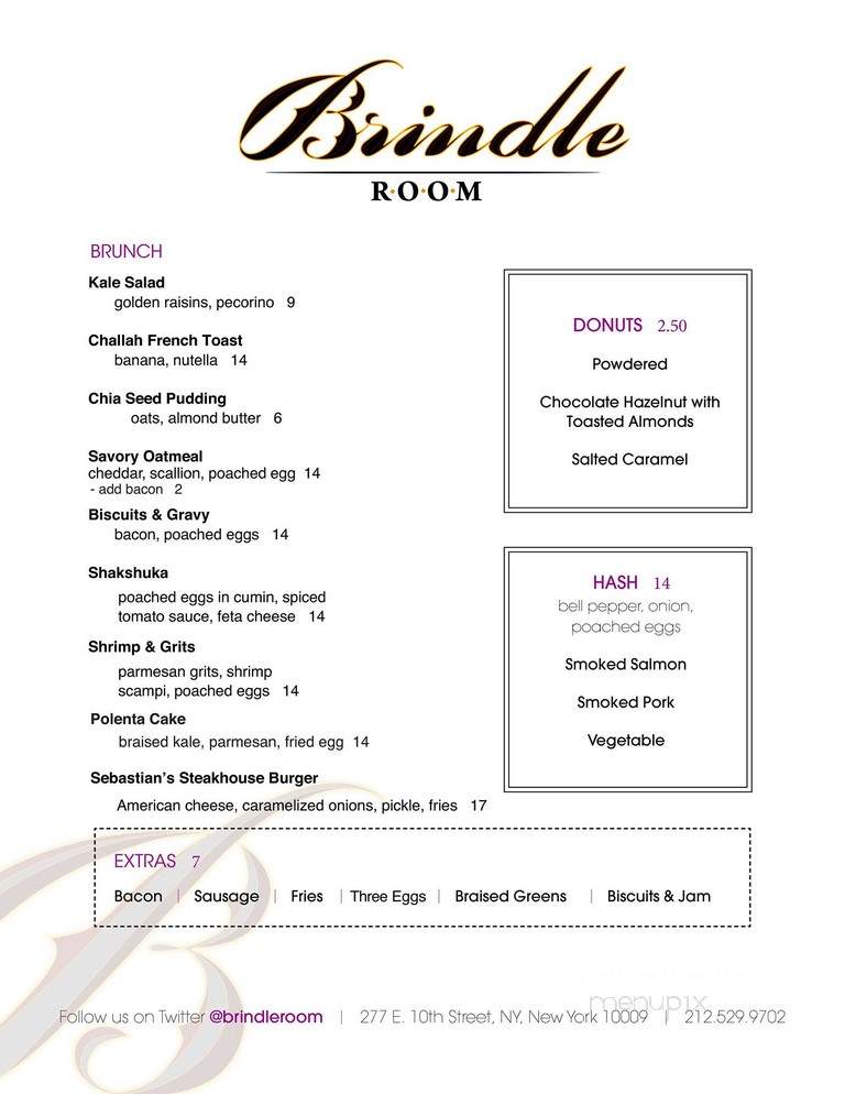 The Brindle Room - New York, NY menu_pic