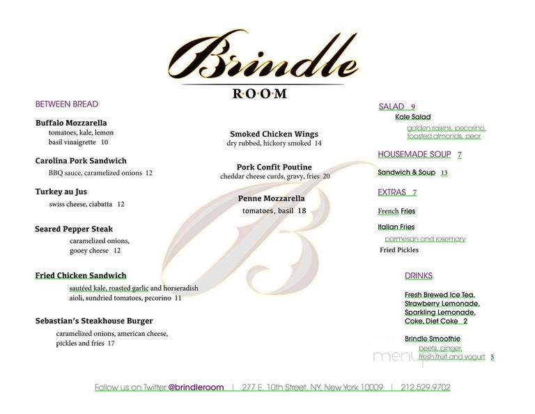 The Brindle Room - New York, NY menu_pic