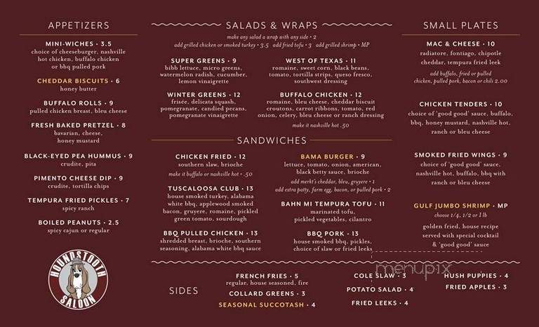 Houndstooth Saloon - Chicago, IL menu_pic